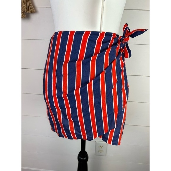 NWOT WeWoreWhat Ribbon Stripe Bandana and Wrap Skirt in Blue Depths OS/XS - Picture 3 of 7